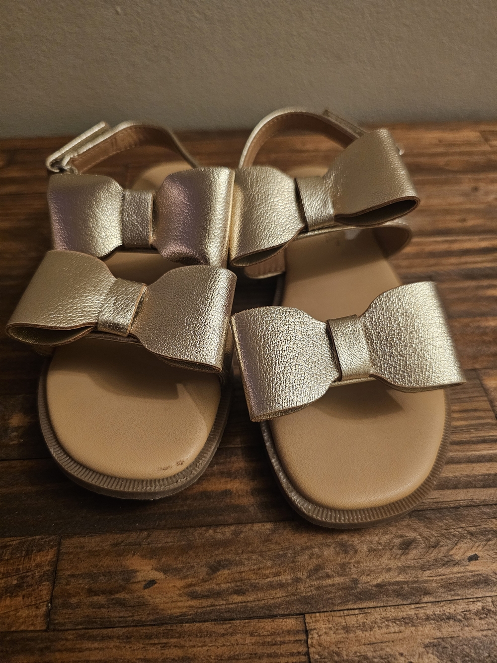 Cat & Jack Metallic Gold Bow Strap Sandals